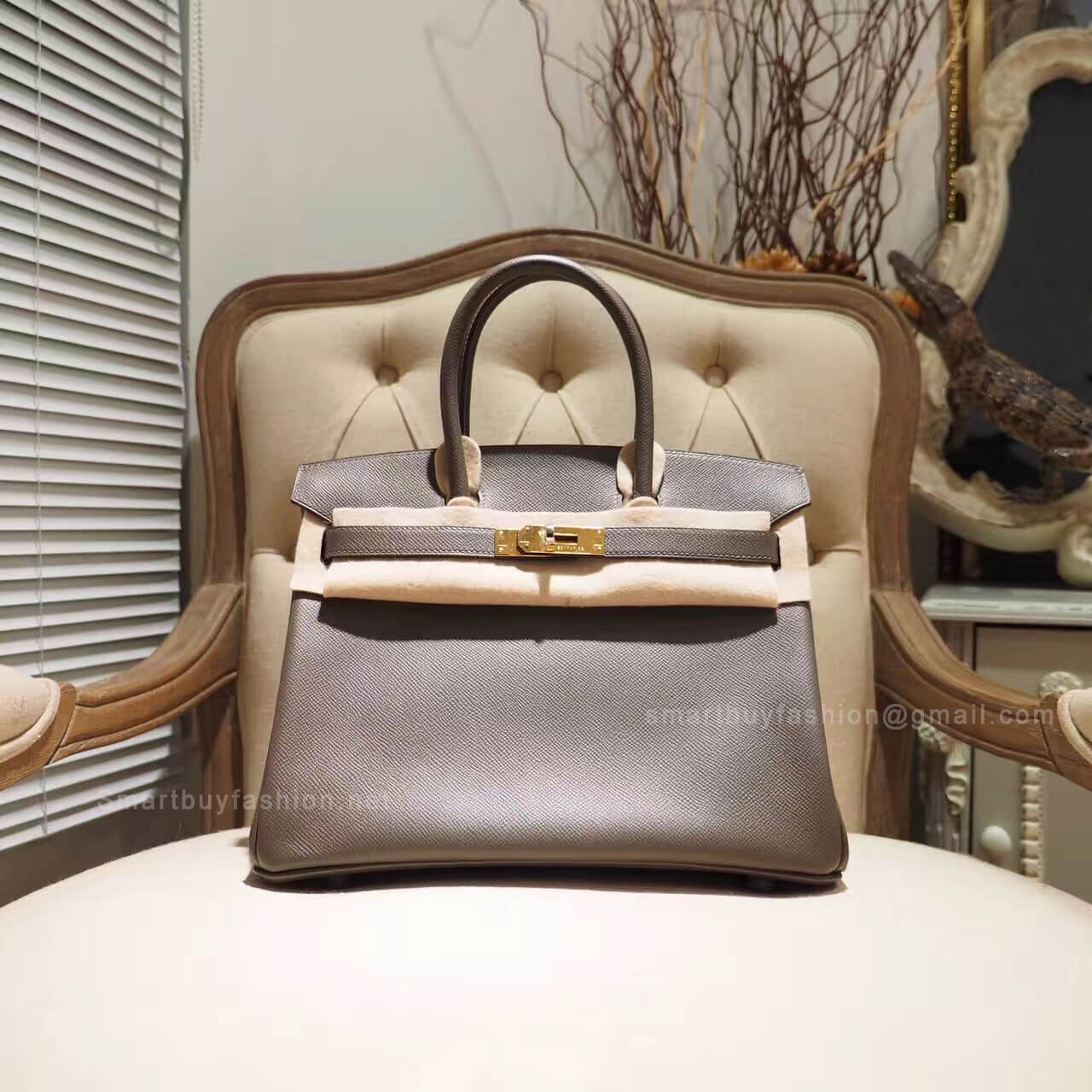 Hermes Birkin 30 Handbag in 8f Etain Epsom GHW